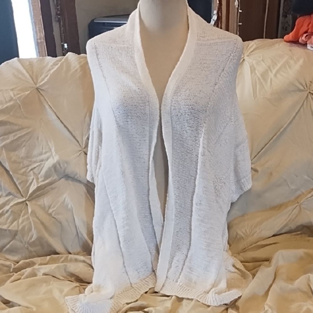 WD.NY Women's White Open-Front Cardigan